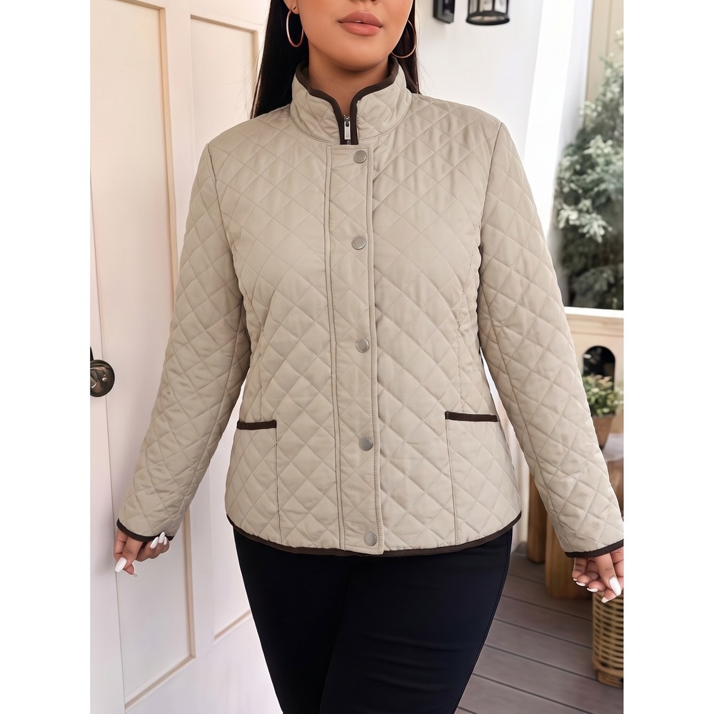 George Women Plus 1XL 16W Quilted Barn Jacket Flax Beige Equestrian GW463620